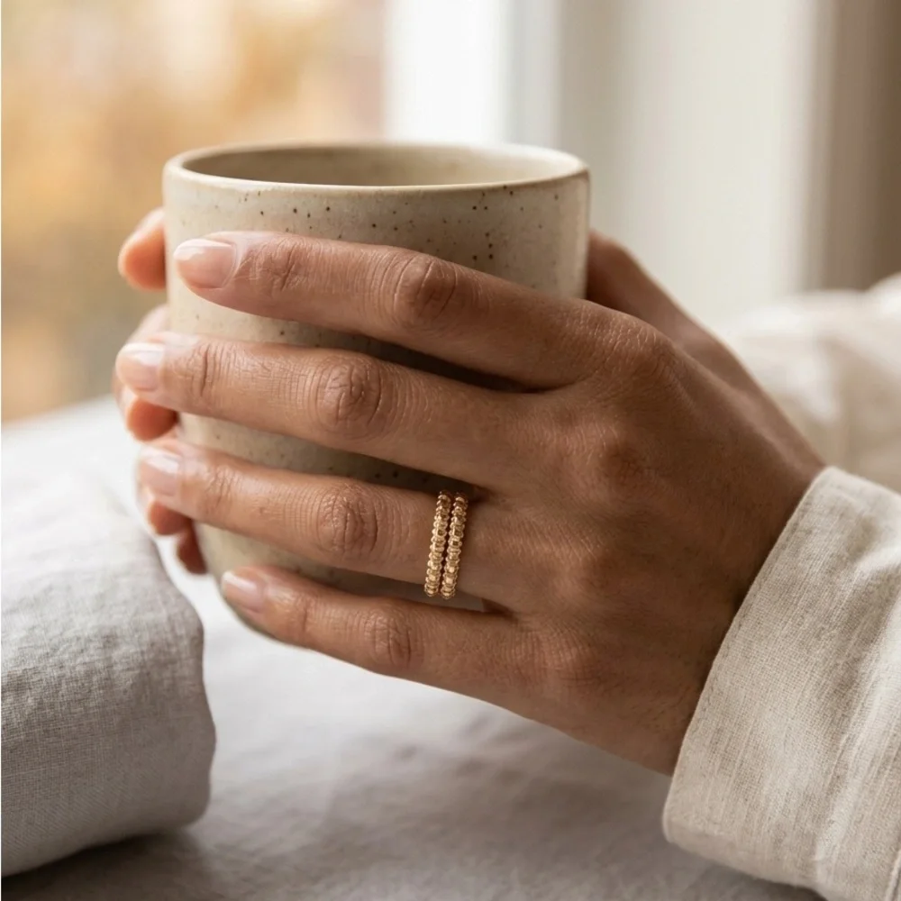 ✨ NWT Aéropostale 2-Pack Stacking Ring Set | Size 8 | gold tone | Minimalist